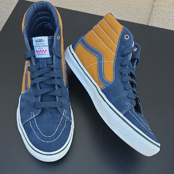 Vans Other - Vans Men's Navy and Mustard High-Top Sneakers